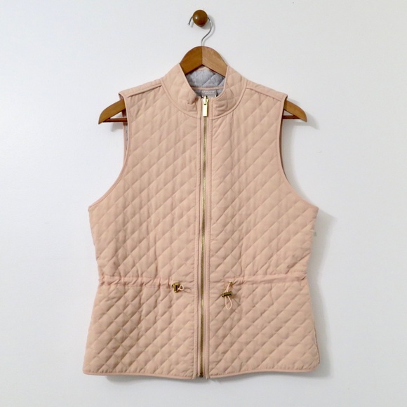 Blush Pink Grey Zippered Cinch Waist Quilted Chore Vest Size 0 (4/6) US Medium - Picture 4 of 10